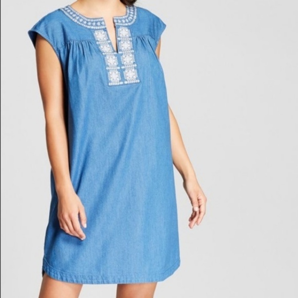 Knox rose embroidered chambray dress